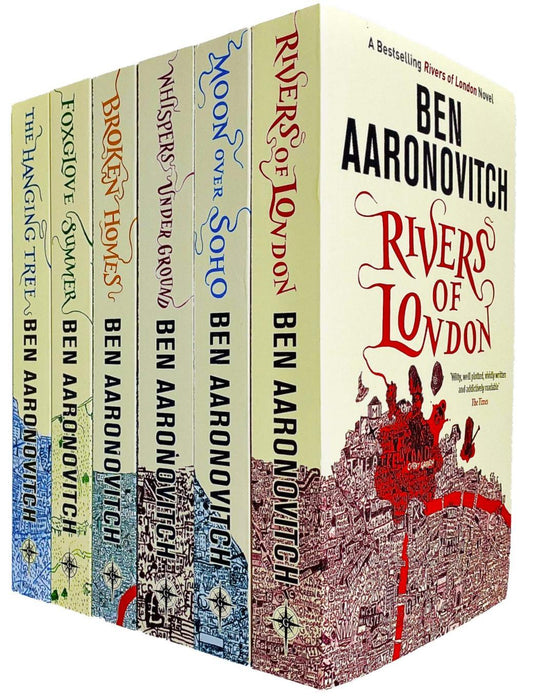 Rivers of London 6 Books Collection Set by Ben Aaronovitch (Rivers of London, Moon Over Soho, Whispers Underground, Broken Homes, Foxglove Summer & The Hanging Tree)